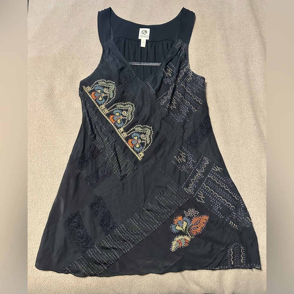 Anthropologie Tiny Black embroidered tank top- S